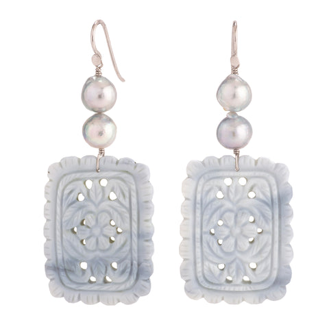 Floral iii opal and pearl earrings