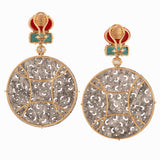 Aphrodite iv Jade, diamond and coral earrings