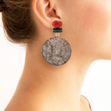 Aphrodite iv Jade, diamond and coral earrings