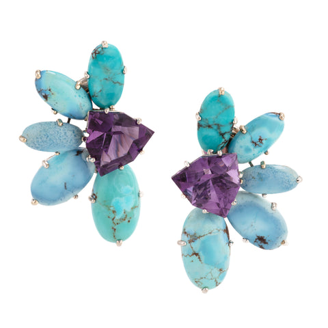 Burst vi turquoise matrix earrings