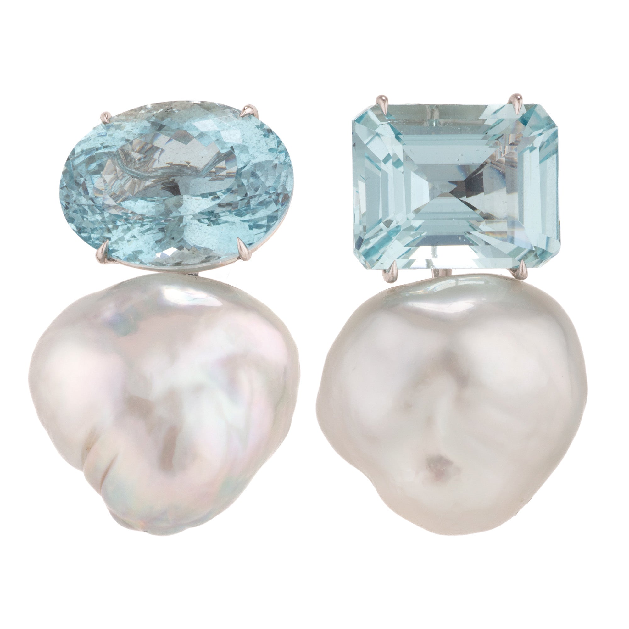 Theia ii pearl aquamarine earrings