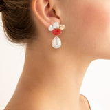 Amphitrite iV coral pearl earrings