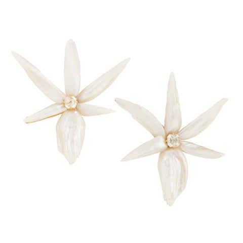 Orchid vii pearl and diamond earrings