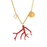 Aphrodite iii coral and pearl necklace