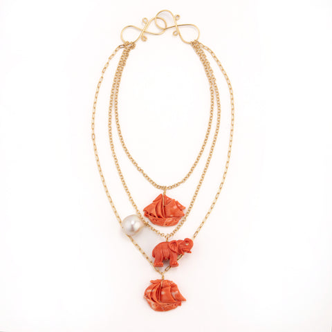 Charm IV coral necklace