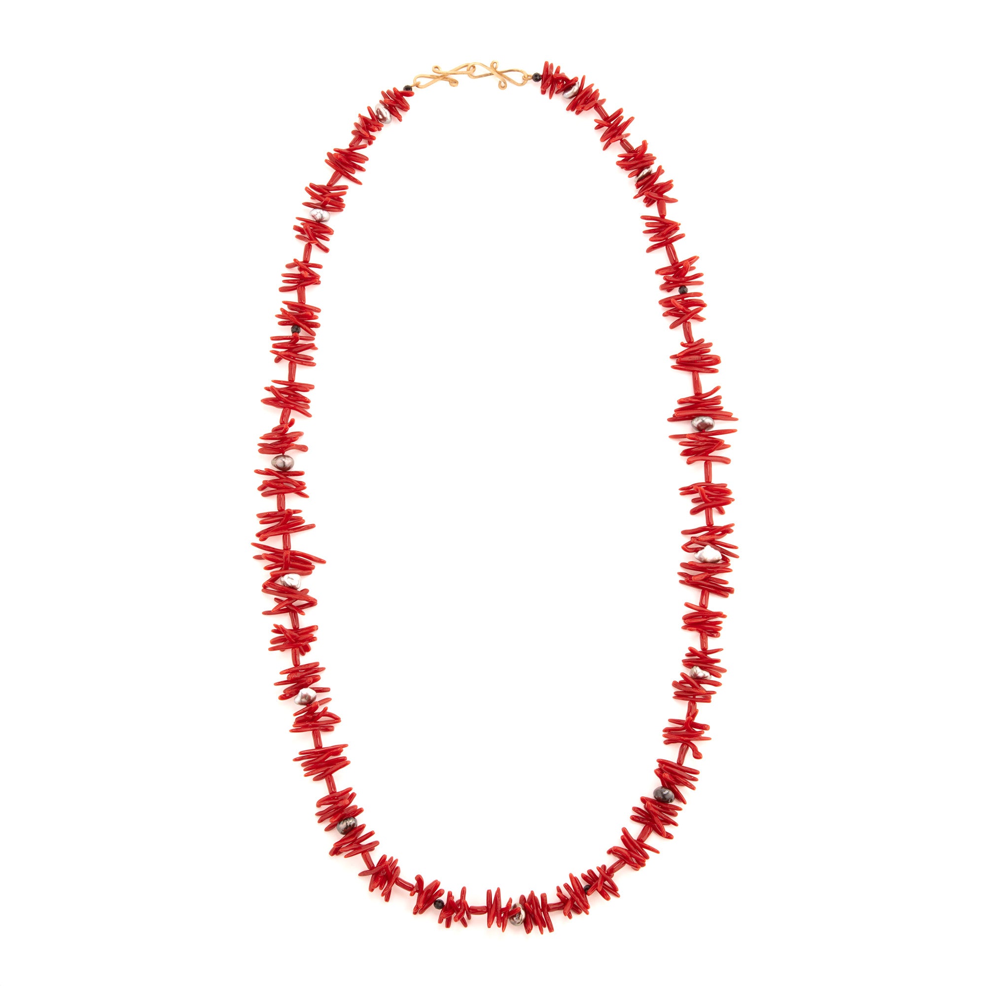 Fuzzy i coral pearl necklace