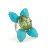 Spring ii peridot and turquoise ring