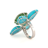 Spring ii peridot and turquoise ring