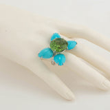Spring ii peridot and turquoise ring