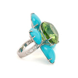 Spring ii peridot and turquoise ring