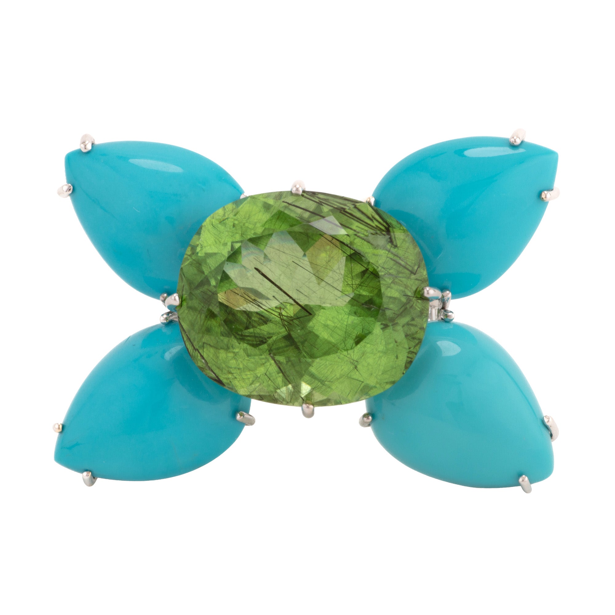 Spring ii peridot and turquoise ring