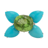 Spring ii peridot and turquoise ring