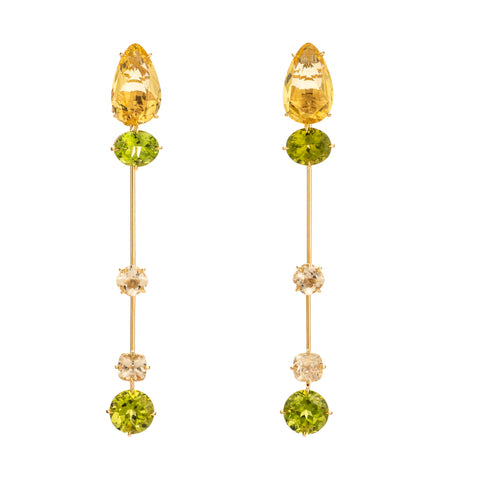 Suspension V peridot beryl earrings