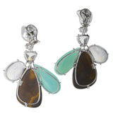 OVERLAP V opal earrings