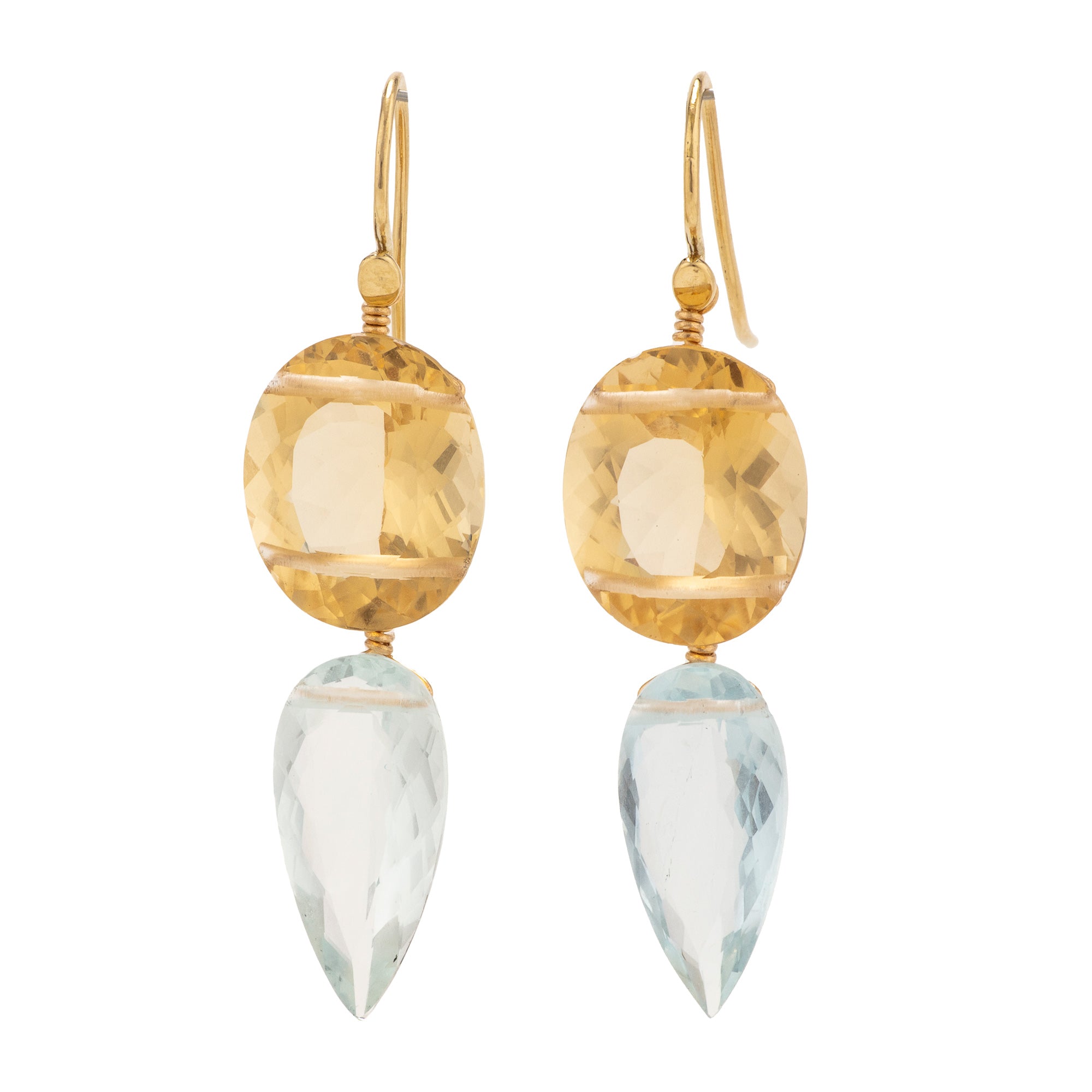 Oval dew II aquamarine earrings