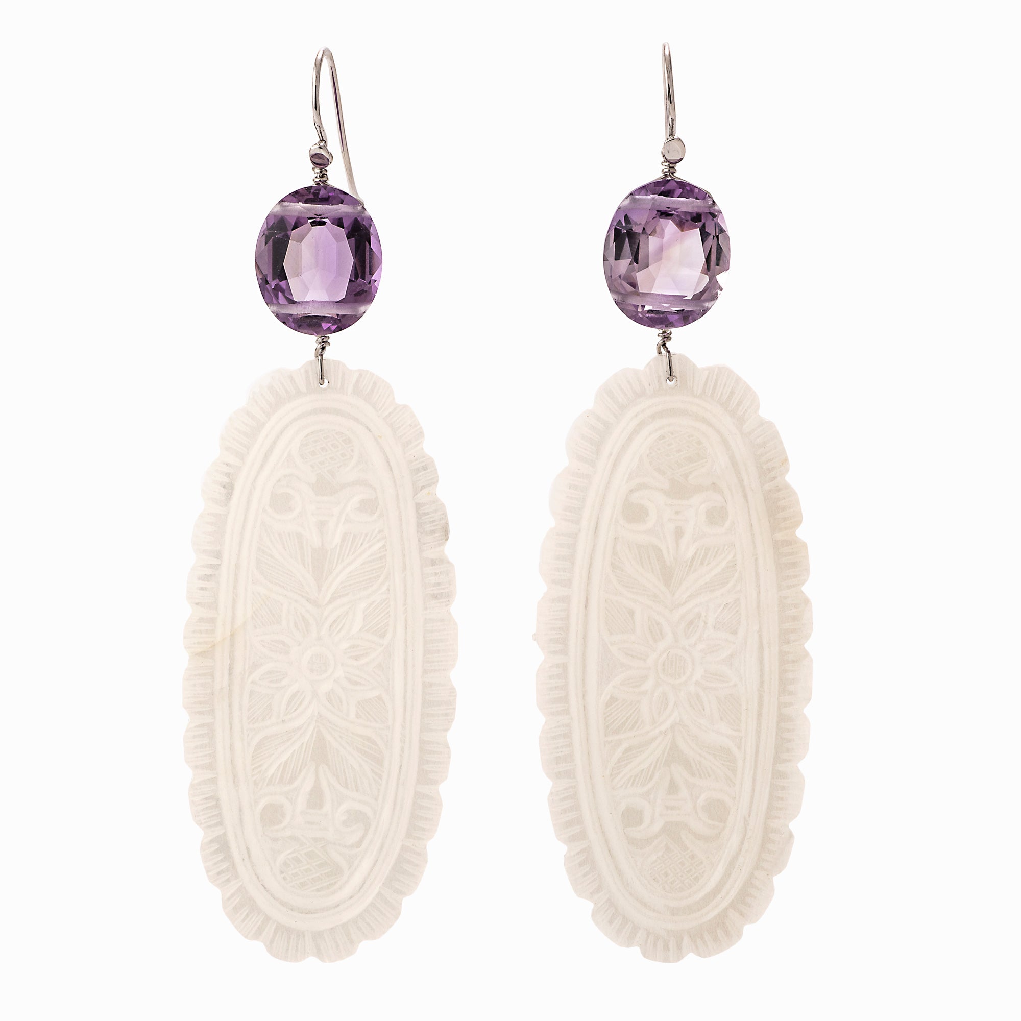 Pale ii jade amethyst earrings