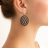 Black lattice I mother of pearl earring