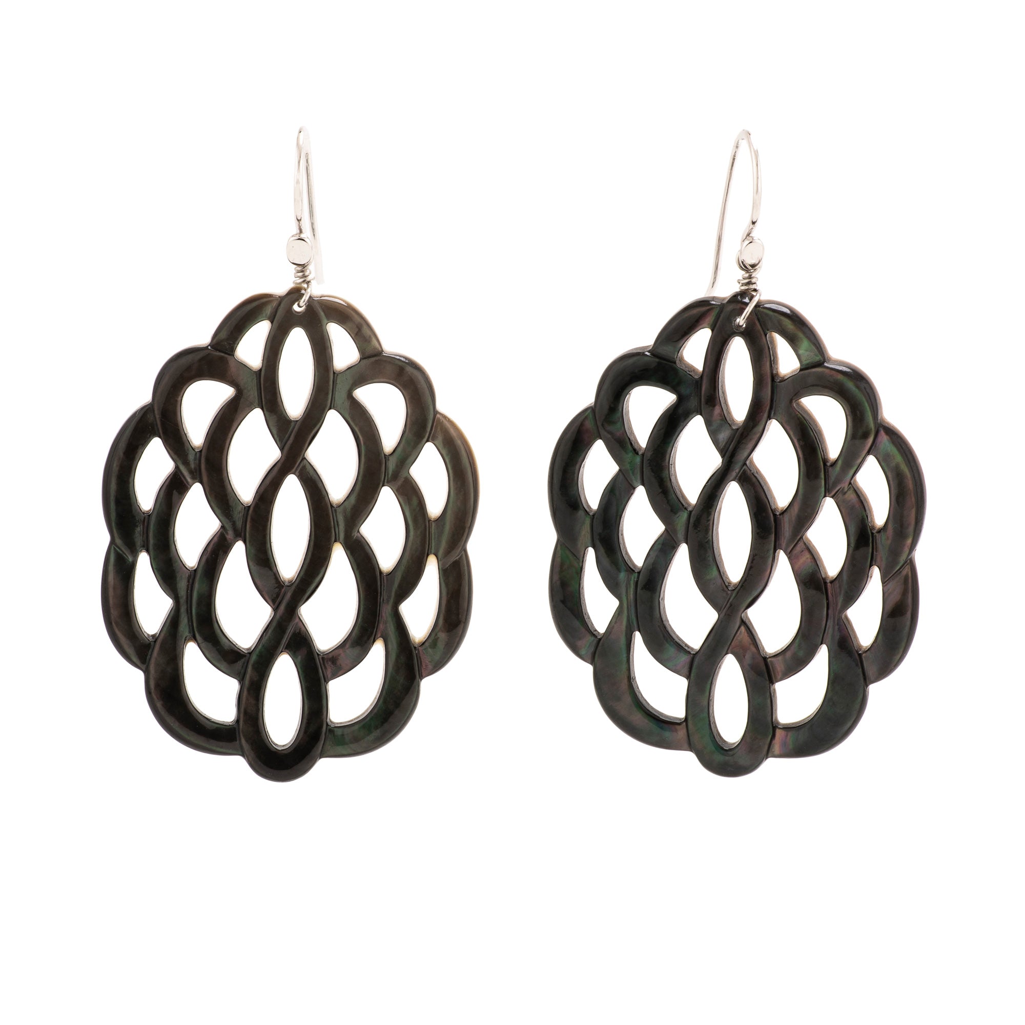 Black lattice I mother of pearl earring