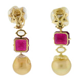 Pearl iv diamond tourmaline earrings