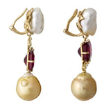 Pearl iv diamond tourmaline earrings