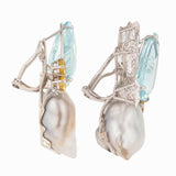 Lion vii keshi and aquamarine earrings