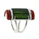 Tradewind tourmaline, coral diamond ring