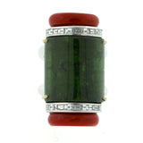 Tradewind tourmaline, coral diamond ring